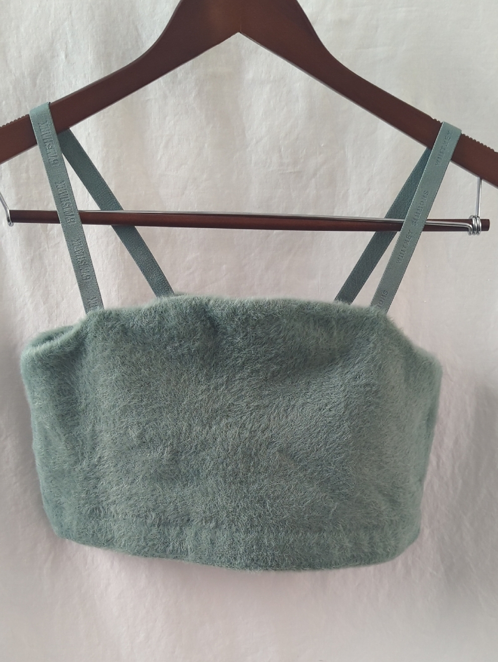 Gymshark x Whitney Simmons Eyelash Knit Bandeau Top Leaf Green Size Large L Rare